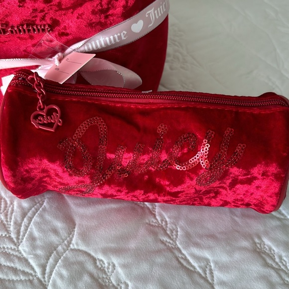 🔥❤️Juicy Couture red velour travel bag set NWT - Picture 4 of 11